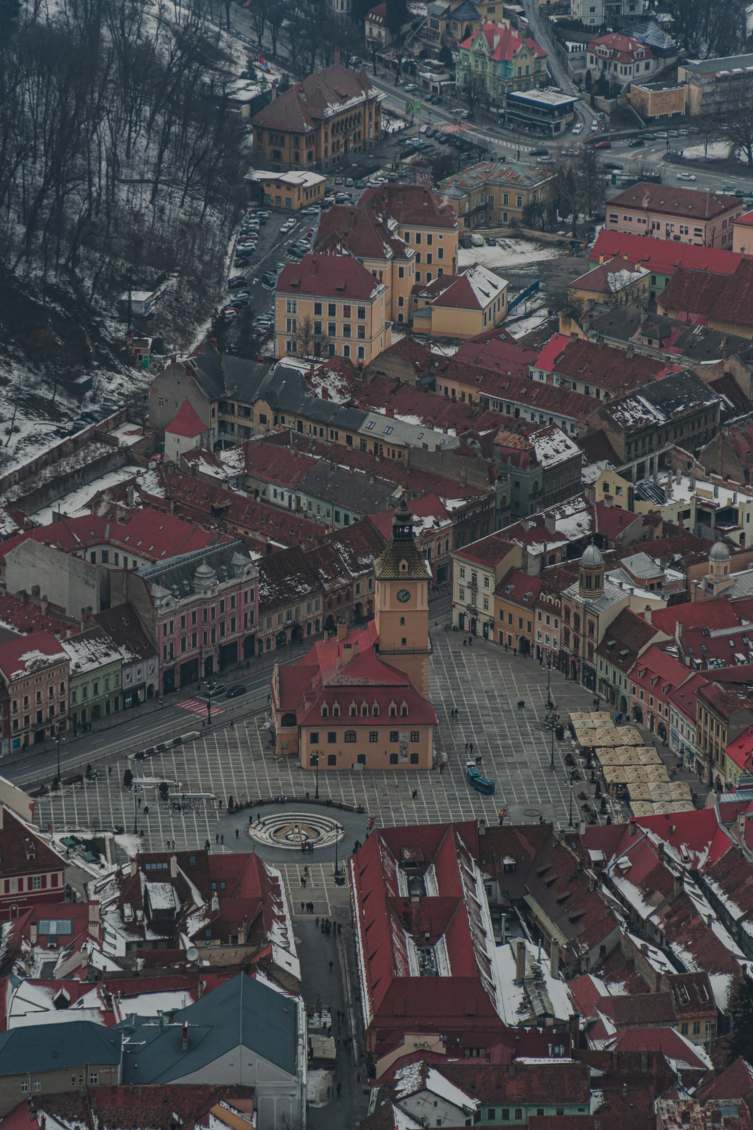 Historic homes surrounding Council Square in Brașov